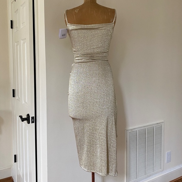 Paco Rabanne Metallic Ruched Asymmetrical Lurex Dress US4 NWT - Picture 11 of 13